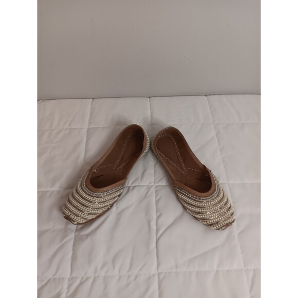 Unbranded Shoes - Leather Ballet Flats Pearl Sequin Detail Sz 9 Made In Italy
